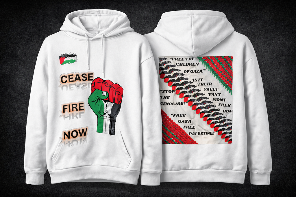 Cease Fire Now Hoodie (Front + Back Print)