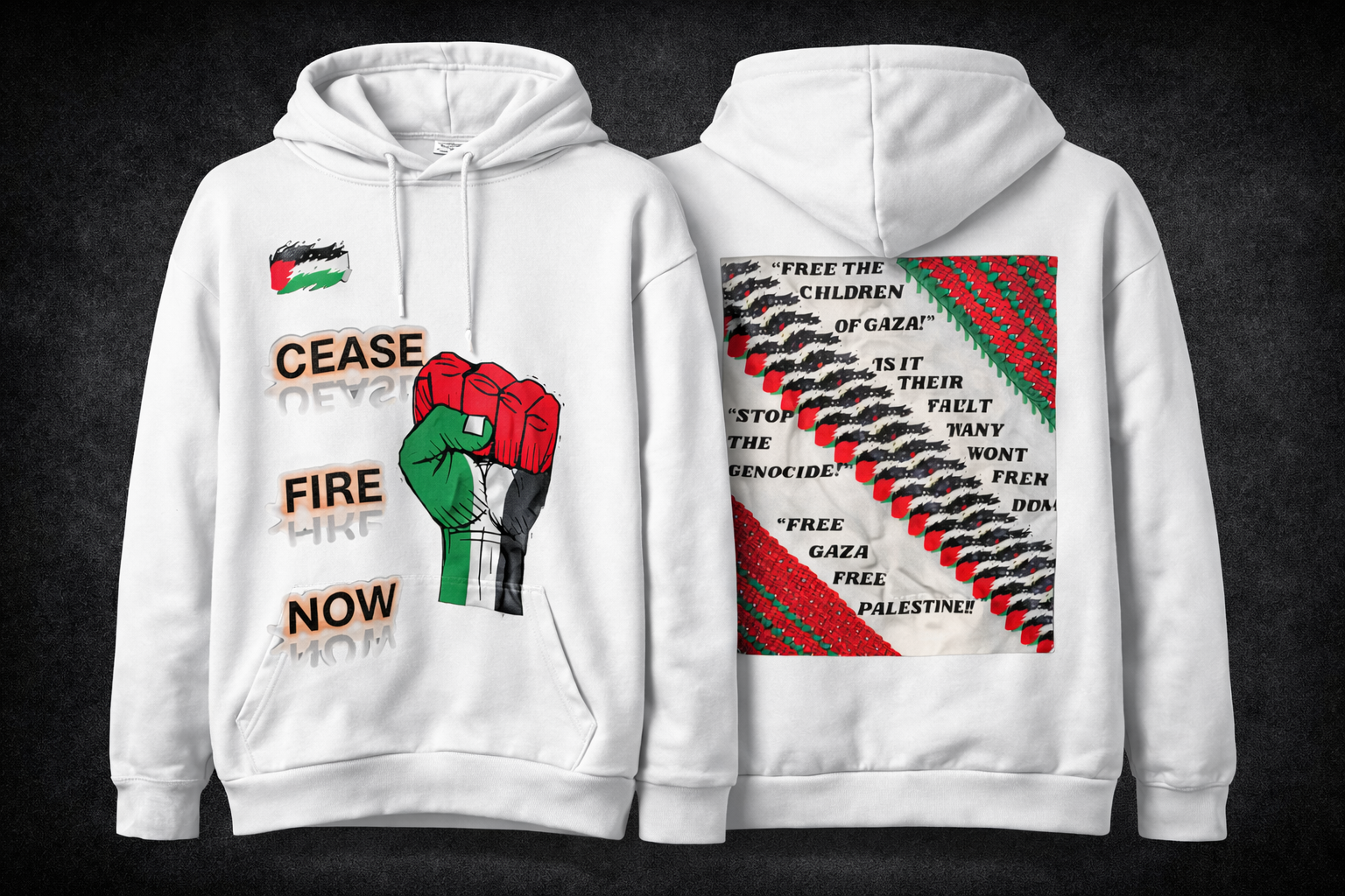 Cease Fire Now Hoodie (Front + Back Print)