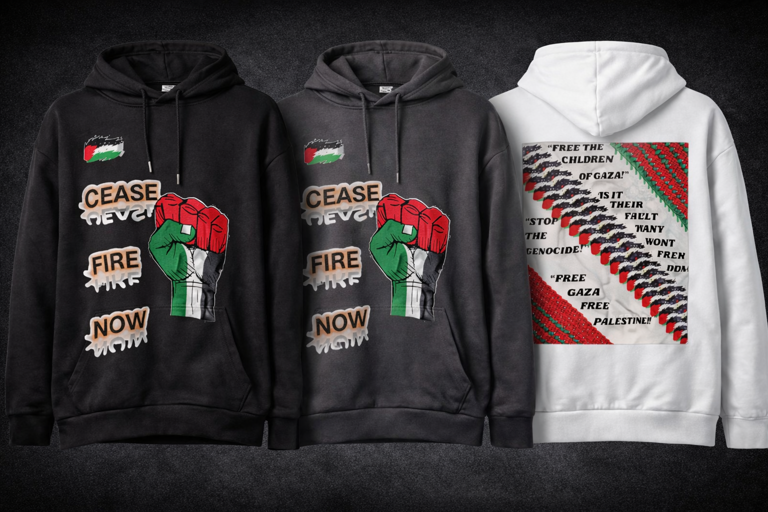 Cease Fire Now Hoodie (Front + Back Print)